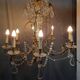Large brass and glass chandelier