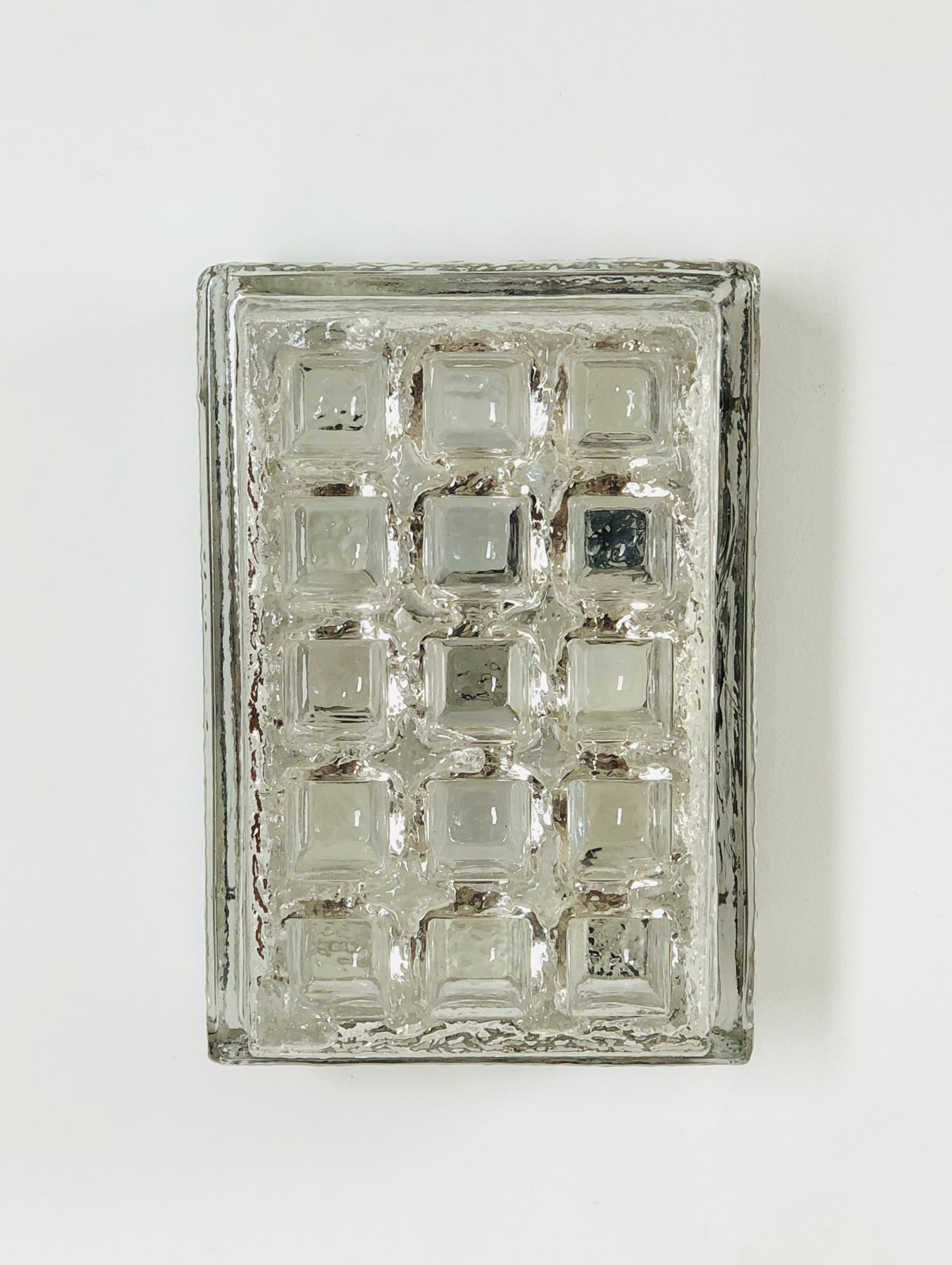 Rectangular embossed glass wall lamp from Limburg, Germany 1970