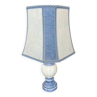 Lampe de salon en albâtre bleu et blanc
