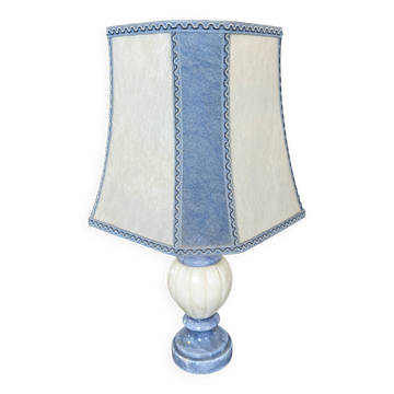 Lampe de salon en albâtre bleu et blanc