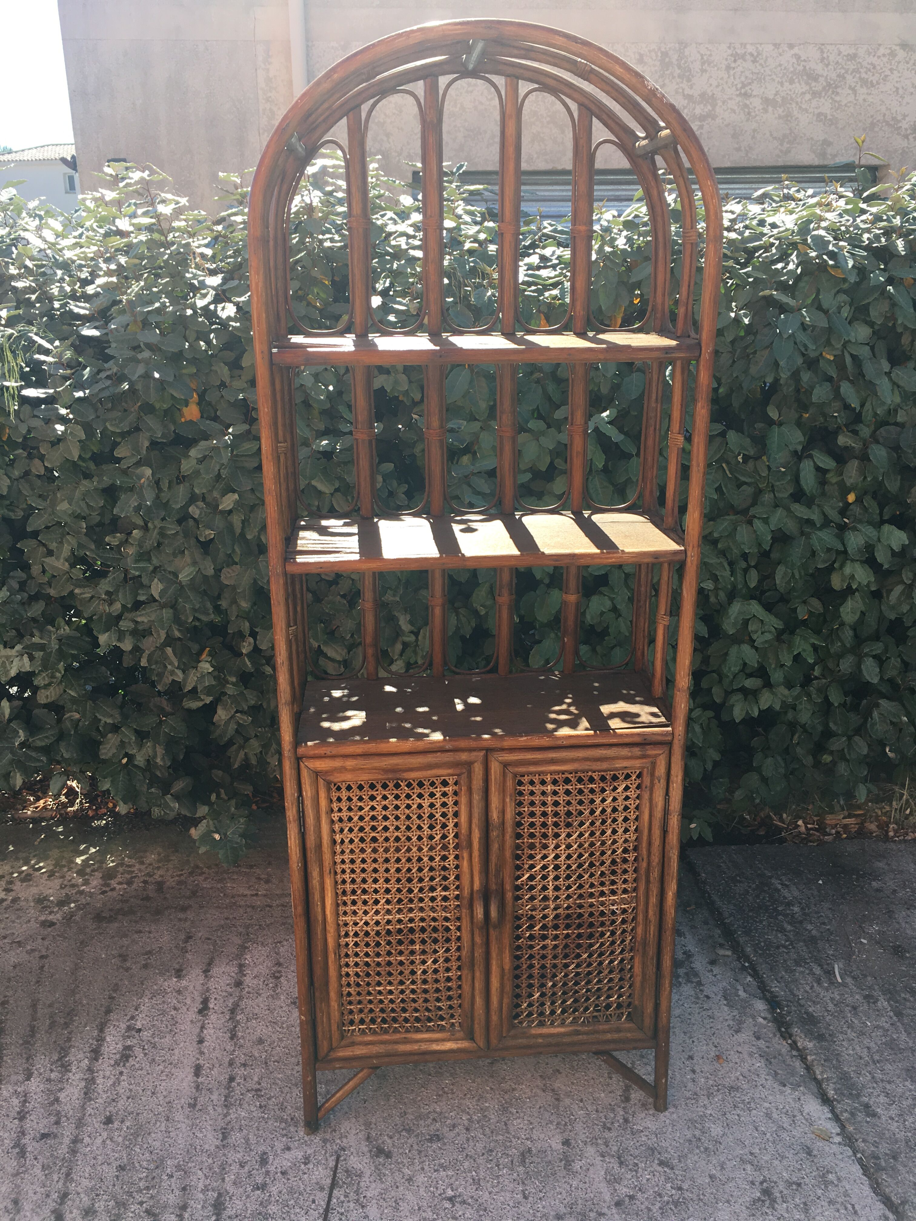 Rattan shelf and caning