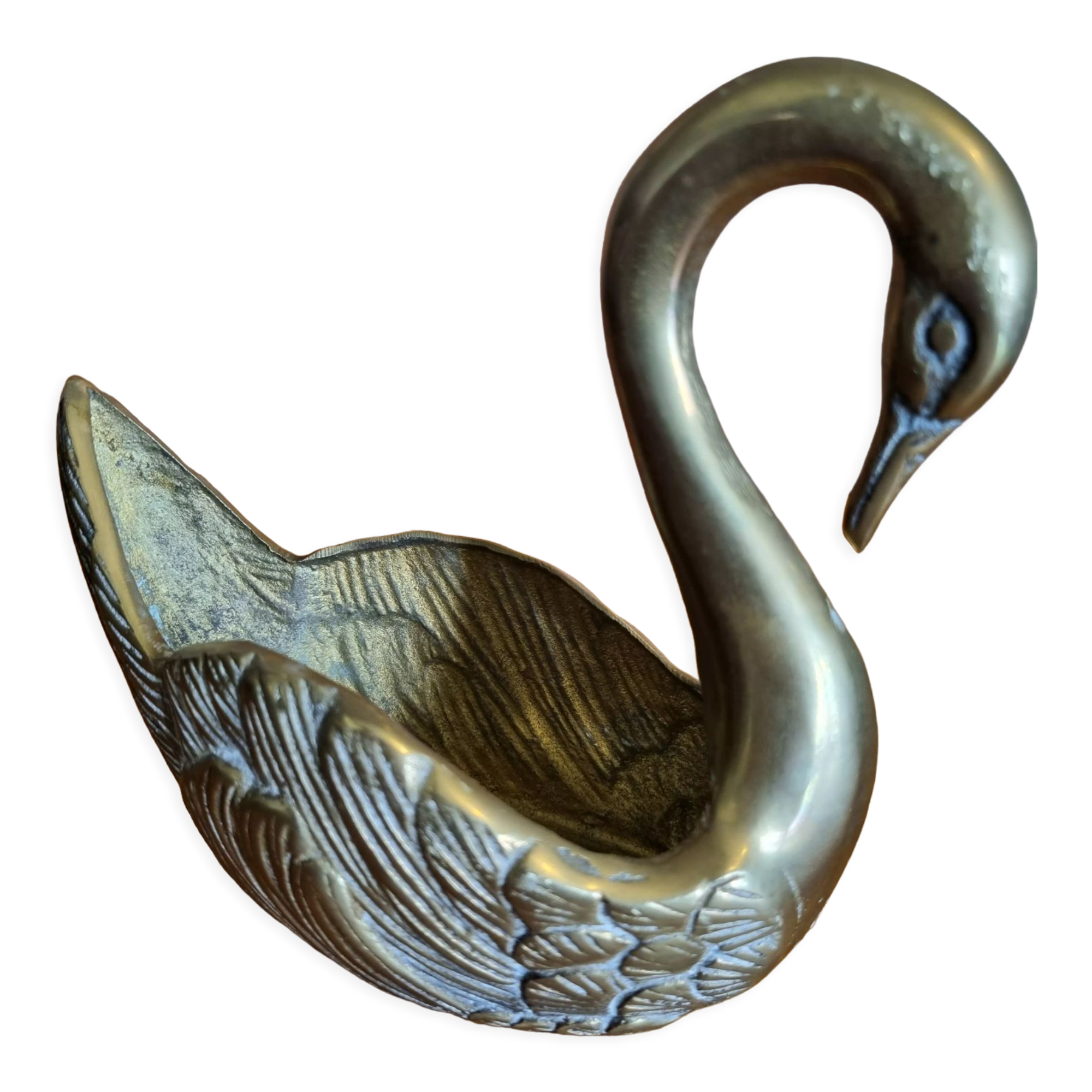 Vide-poches vintage cygne en laiton