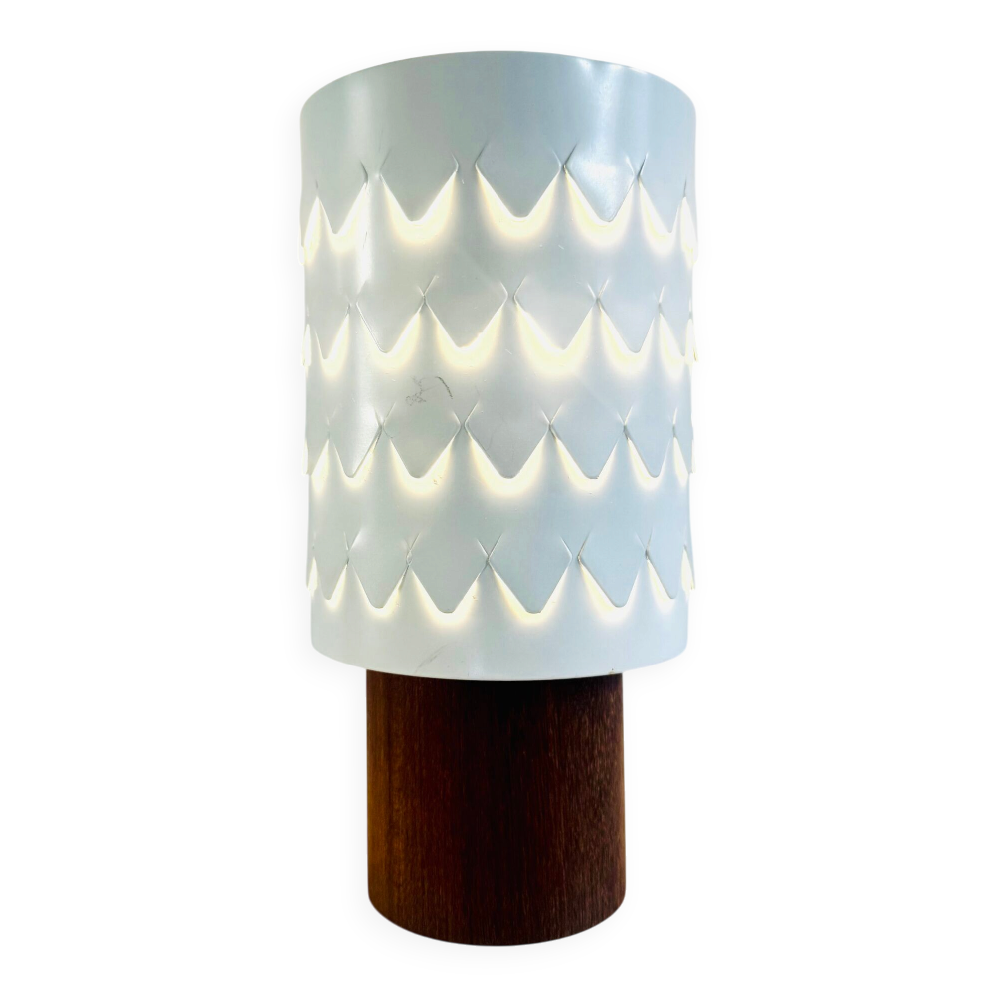 Teak And Perforated Metal Table Lamp By Hans-Agne Jakobsson For Asea, Sweden 1960S