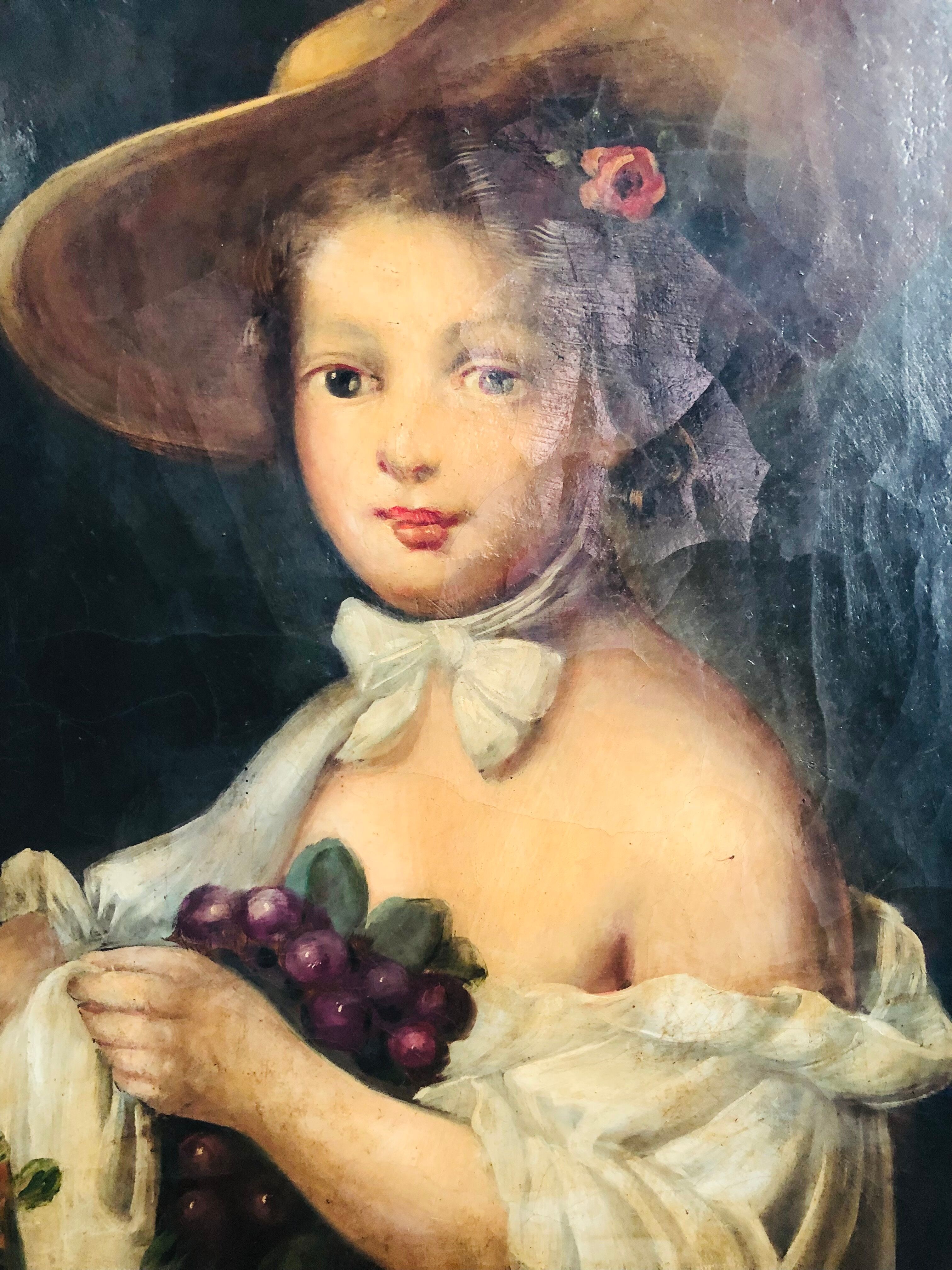 Painting: Oil on canvas: Portrait of a young woman