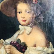 Painting: Oil on canvas: Portrait of a young woman