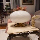 Large globe white swirl table wall or ceiling lamp in Murano glass italian vintage home decor MCM Midcentury modern flush mount sconce light