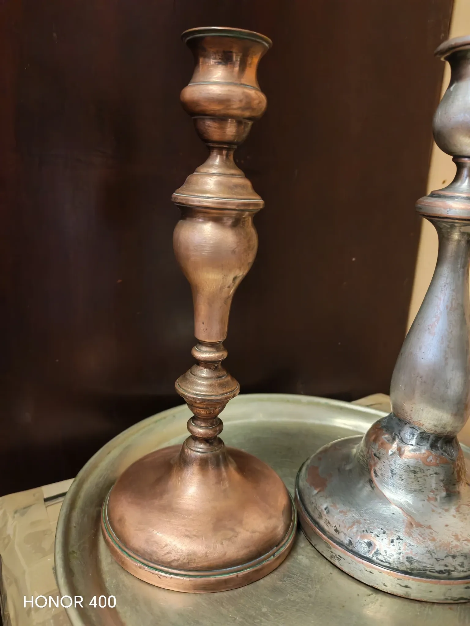 Duo of ancient torches with wabi-sabi patina