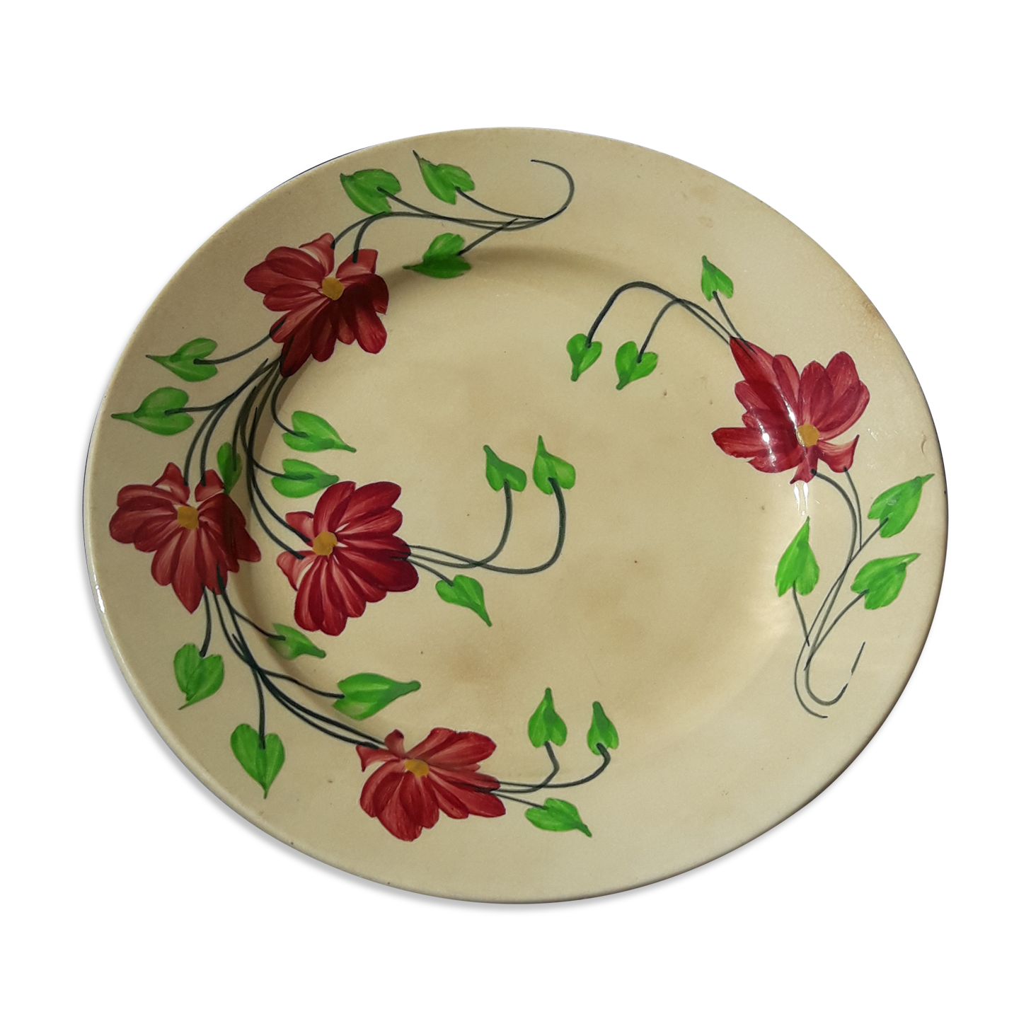 Jules Anillard Plate - co Bordeaux flower pattern diam 22 cm