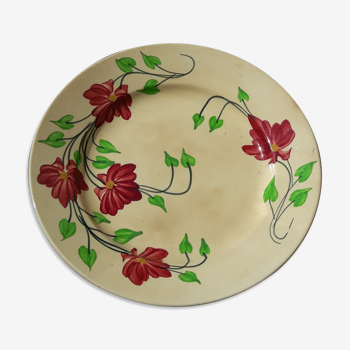 Jules Anillard Plate - co Bordeaux flower pattern diam 22 cm