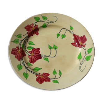 Assiette Jules Vieillard & co Bordeaux motif fleurs diam 22 cm