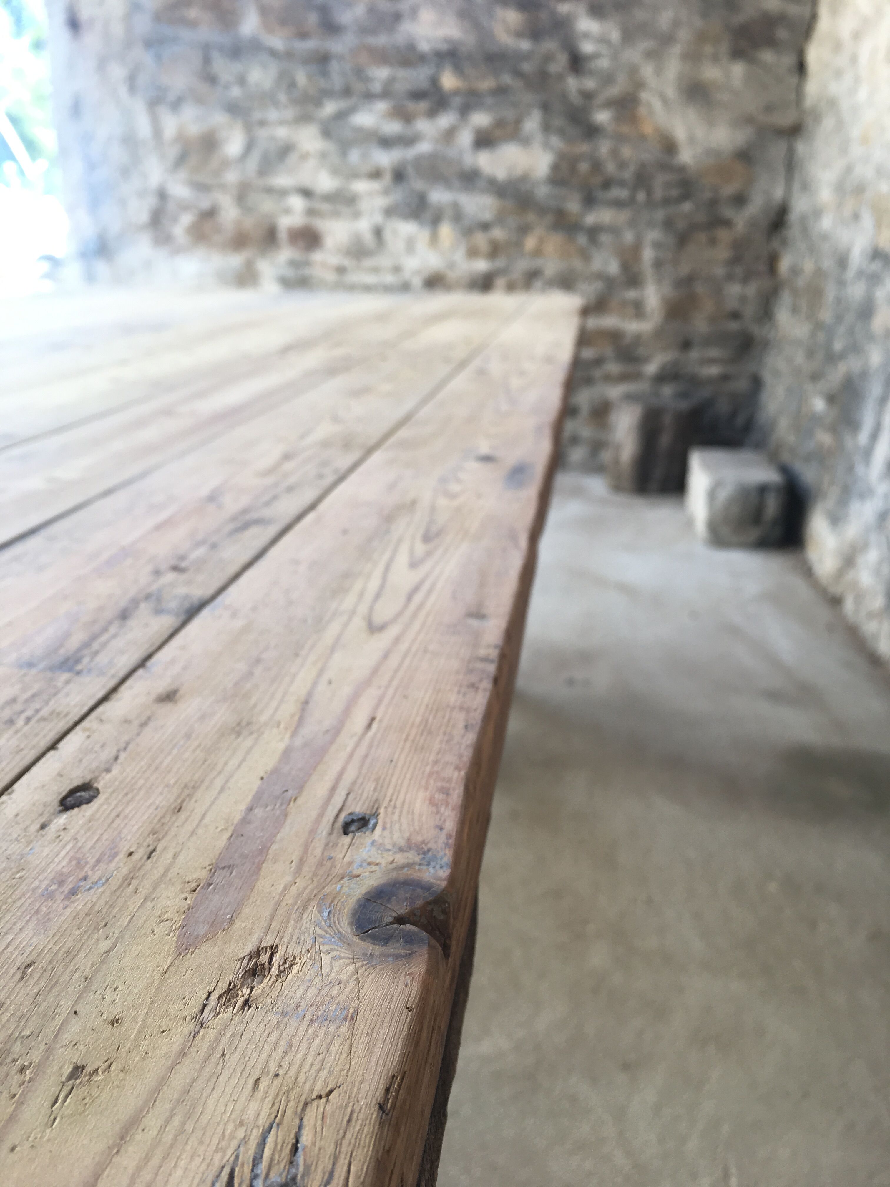 Old table workshop on trestles