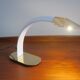 Lampe de bureau vintage en cuir gravé et en laiton plaqué or, Italie années 1970