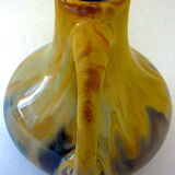 Vase with enamelled polychrome sandstone vase with crystallization glaze