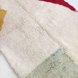 Moroccan Berber carpet blessed ouarain ecru with colorful patterns 255x156cm