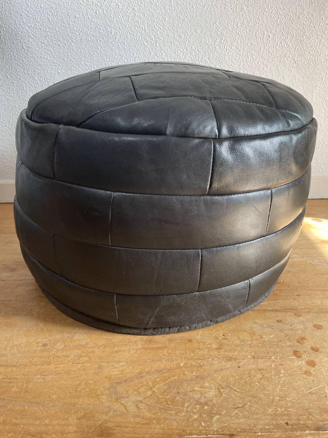 Pouf / Footrest black patchwork leather De Sede