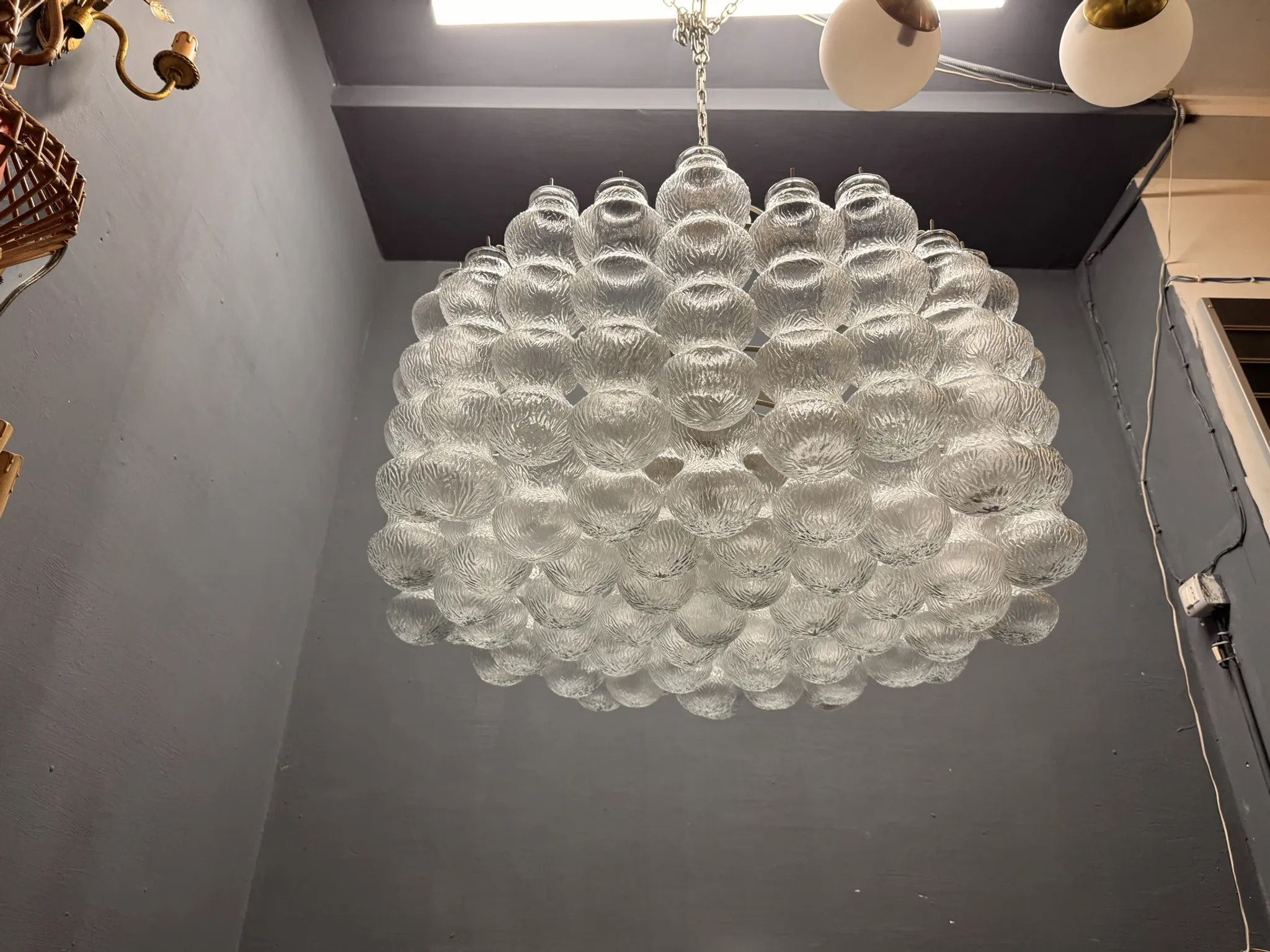 Large Murano Glass Bubble Chandelier 1980’s 11 Lights 