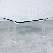 Danish Poul Kjaerholm Style Metal, Acrylic Glass & Glass Coffee Table, 1960s