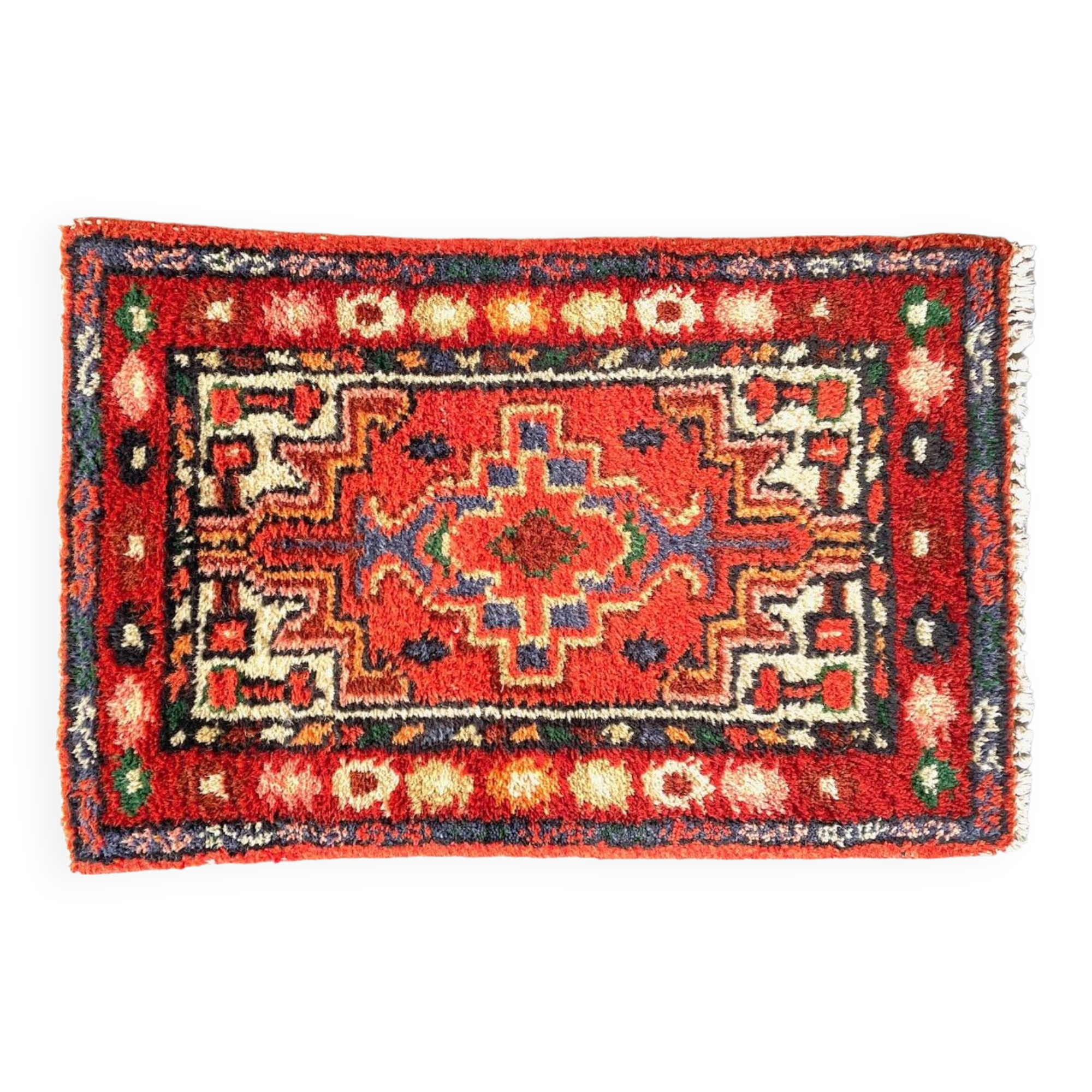 tapis velouré oriental vintage - 40cm x 62cm