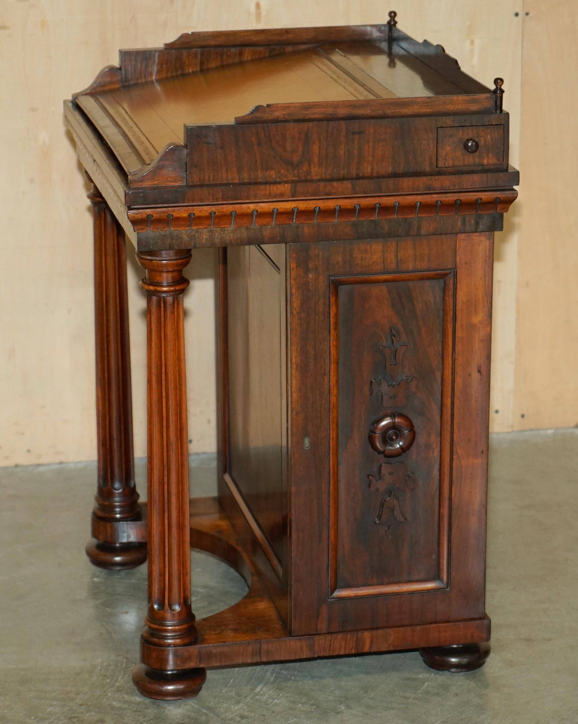 Davenport Regency Antique Desk Circa 1810-1820 in Hardwood and Leather