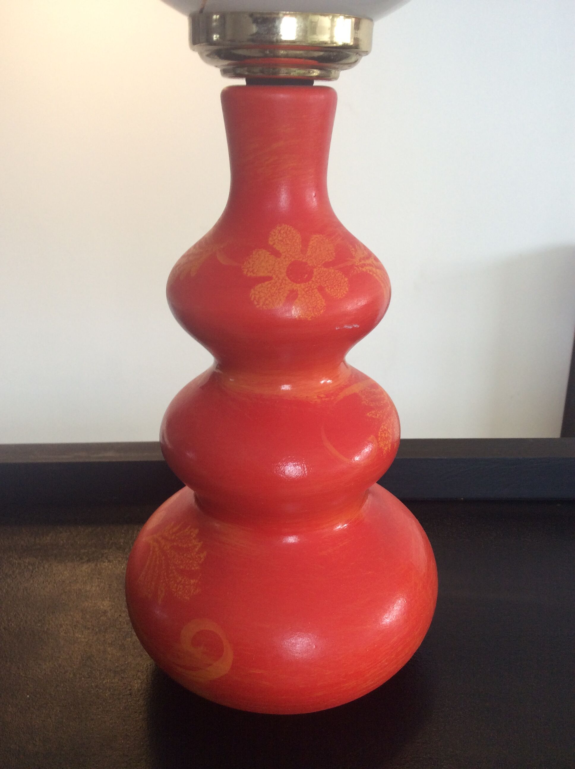 Lampe vintage en céramique et opaline années 60-70