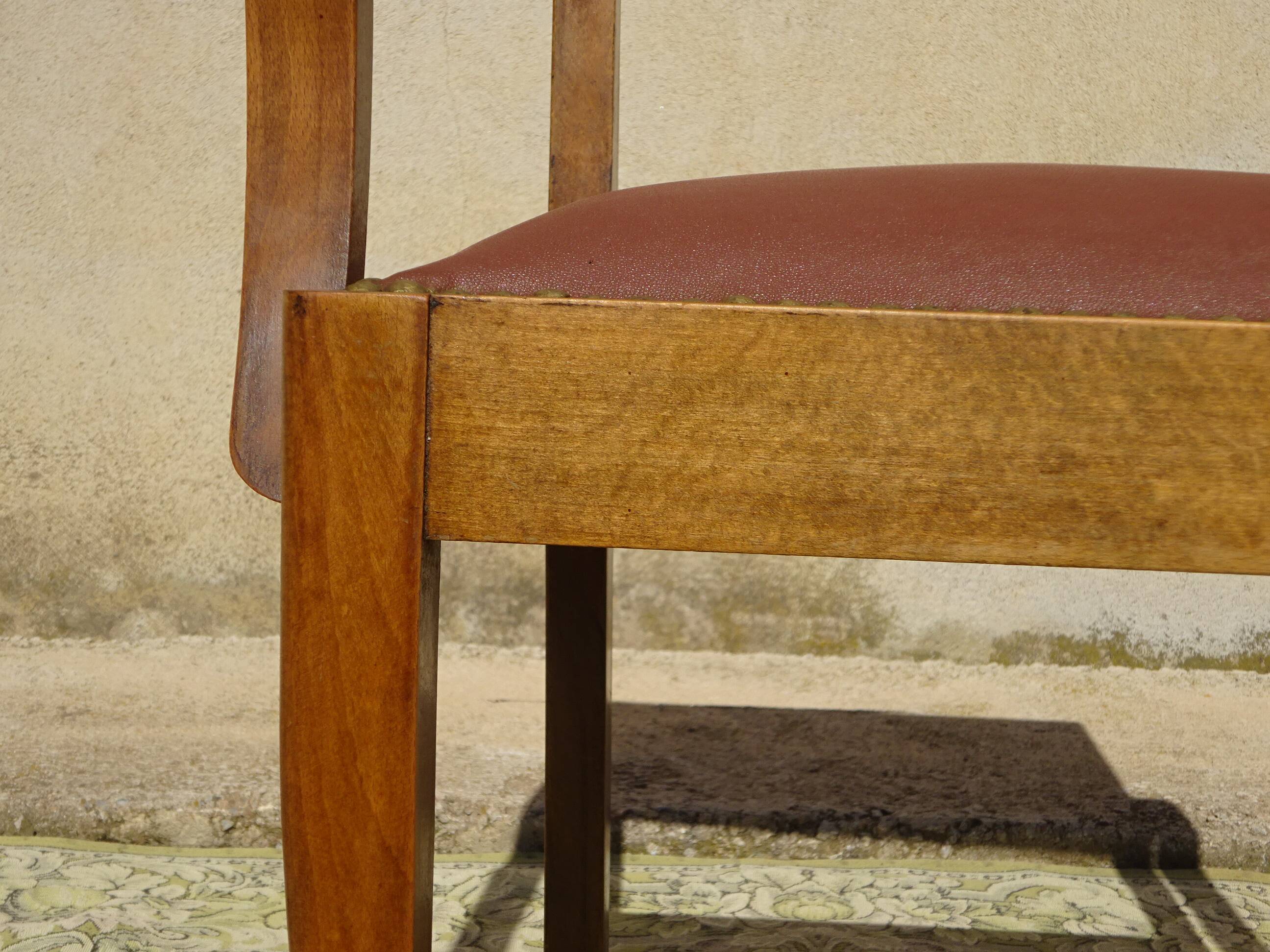 Matching set of 1 bridge armchair and 2 Art Deco chairs.