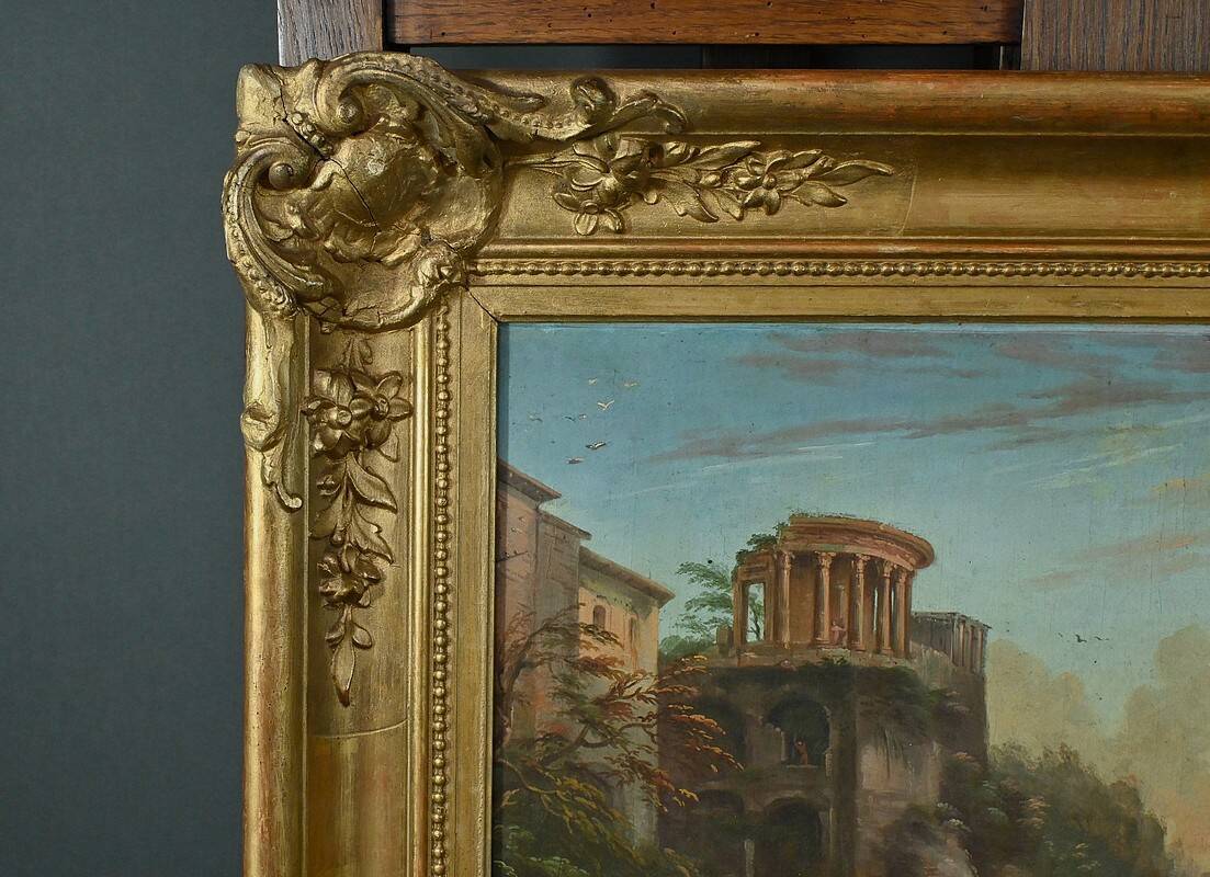 Painting “The Temple of Tivoli”, Italy – Late 19th century