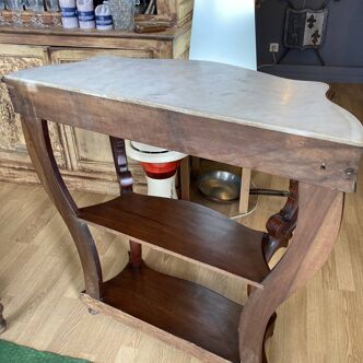 19th century mahogany and white marble console