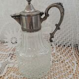 Antique pewter and glass carafe