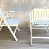 Pair of vintage wooden garden armchairs by r.gleizes
