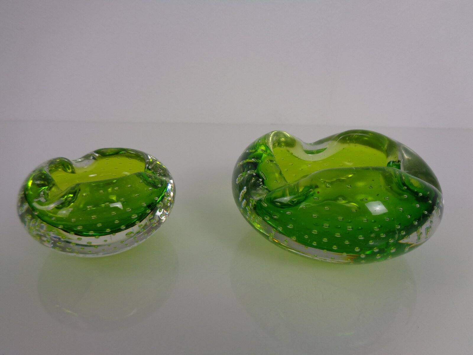 Green Sommerso Murano Glass Ashtrays, Italy, 1960s, Set of 2