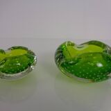 Green Sommerso Murano Glass Ashtrays, Italy, 1960s, Set of 2