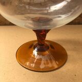 Ancien vase sur pied empoli verre pied orange vintage