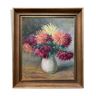 Table hst "vase with dahlias" signed Markowicz + frame