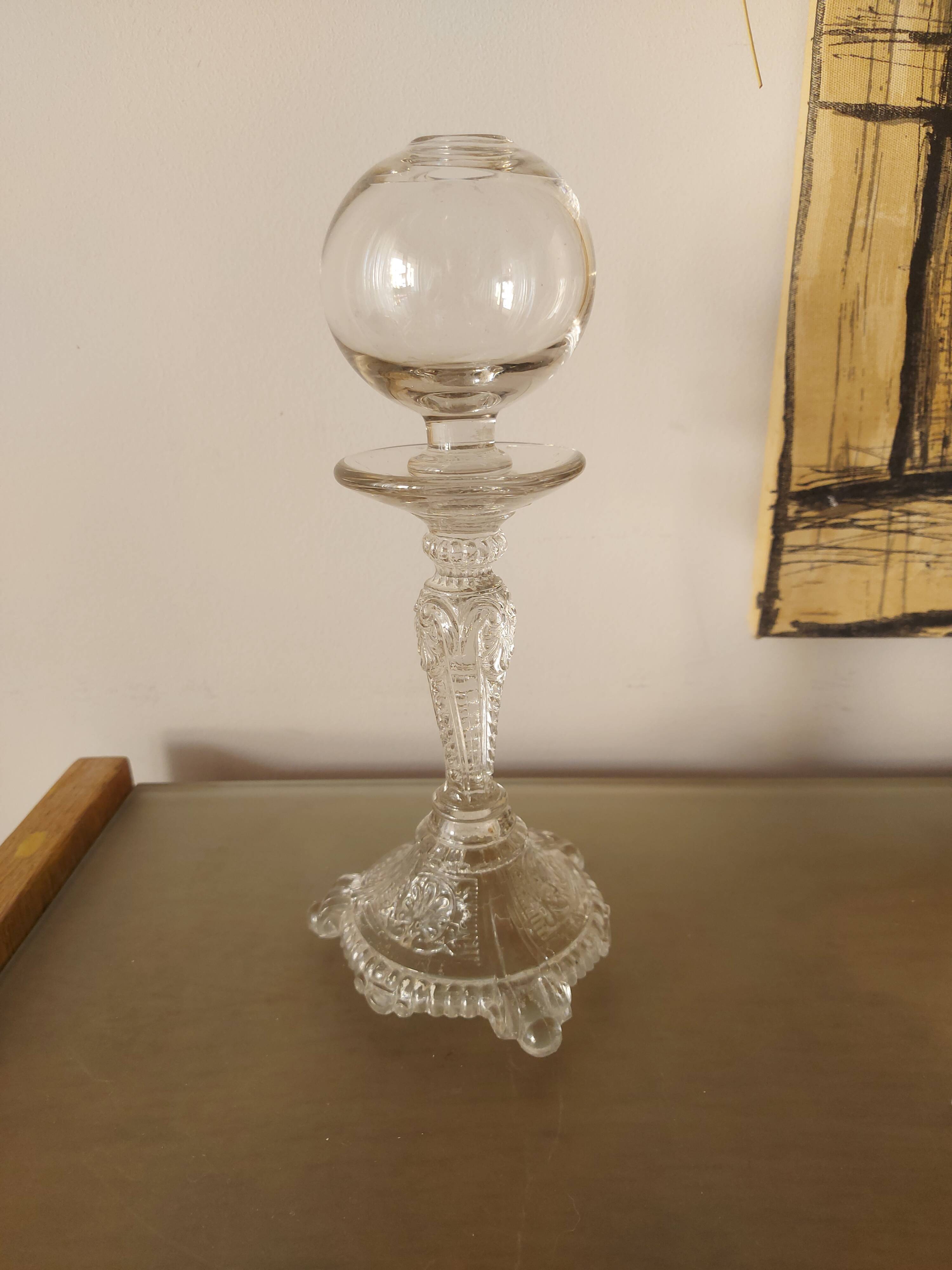 Candle holder blown glass lace lamp