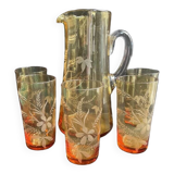 Saint Louis beer service in blown and cut amber crystal – Art Deco