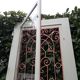 Entrance door 264x99cm old walnut oak wrought iron grille glass panel
