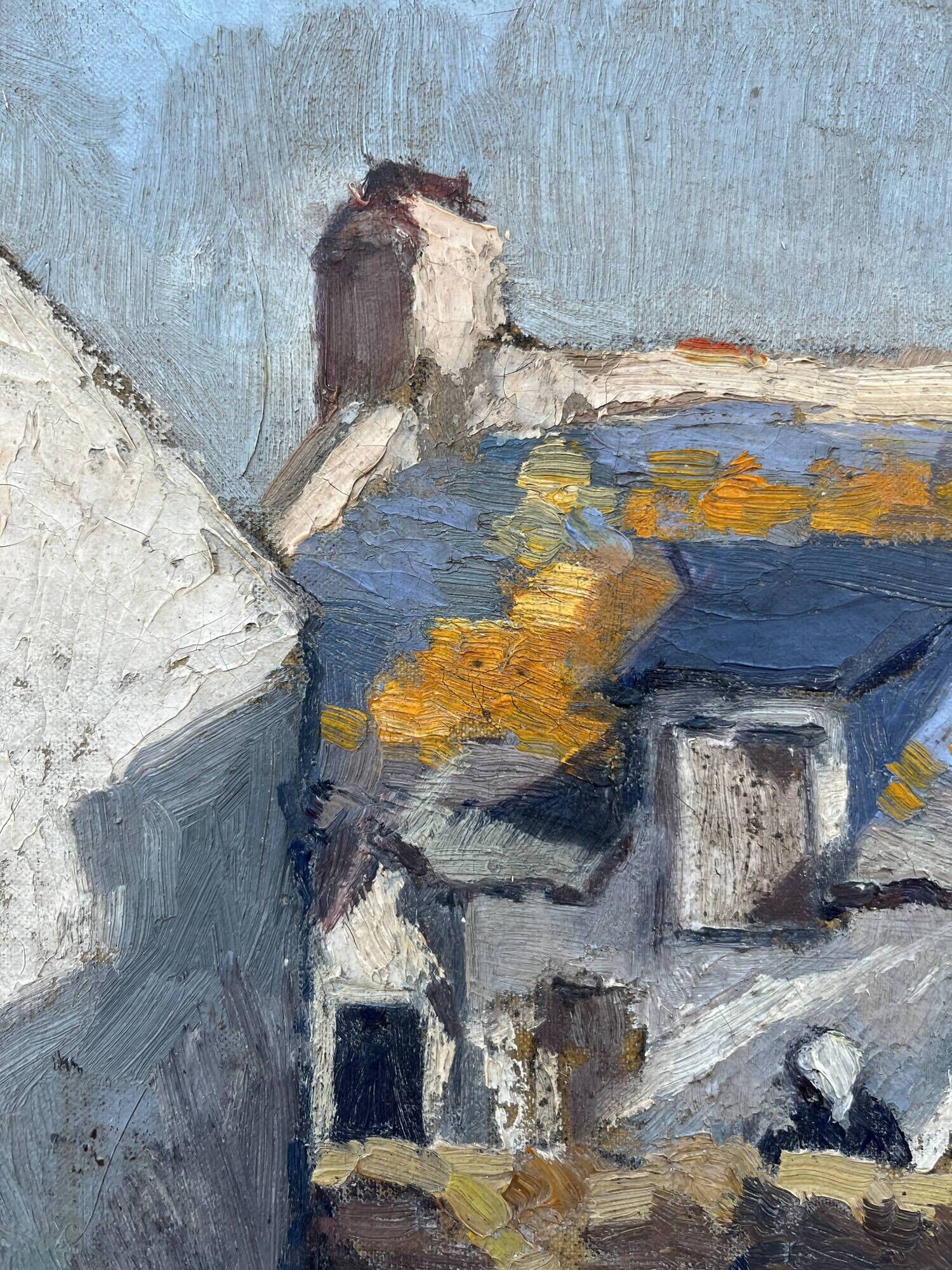 Old HST painting "Cadouarne near Séné" Brittany Morbihan signed éc Pont