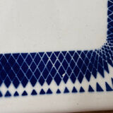 Vintage old trivet Badonviller blue graphic pattern
