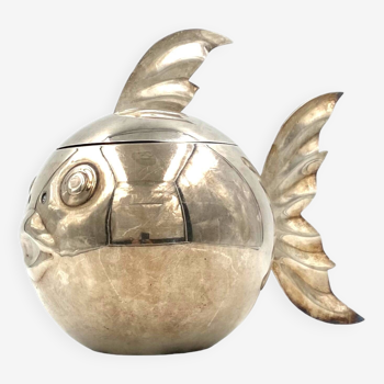 Modern silver-plated fish-shaped wine cooler / ice bucket, Teghini Firenze Italy 1970s