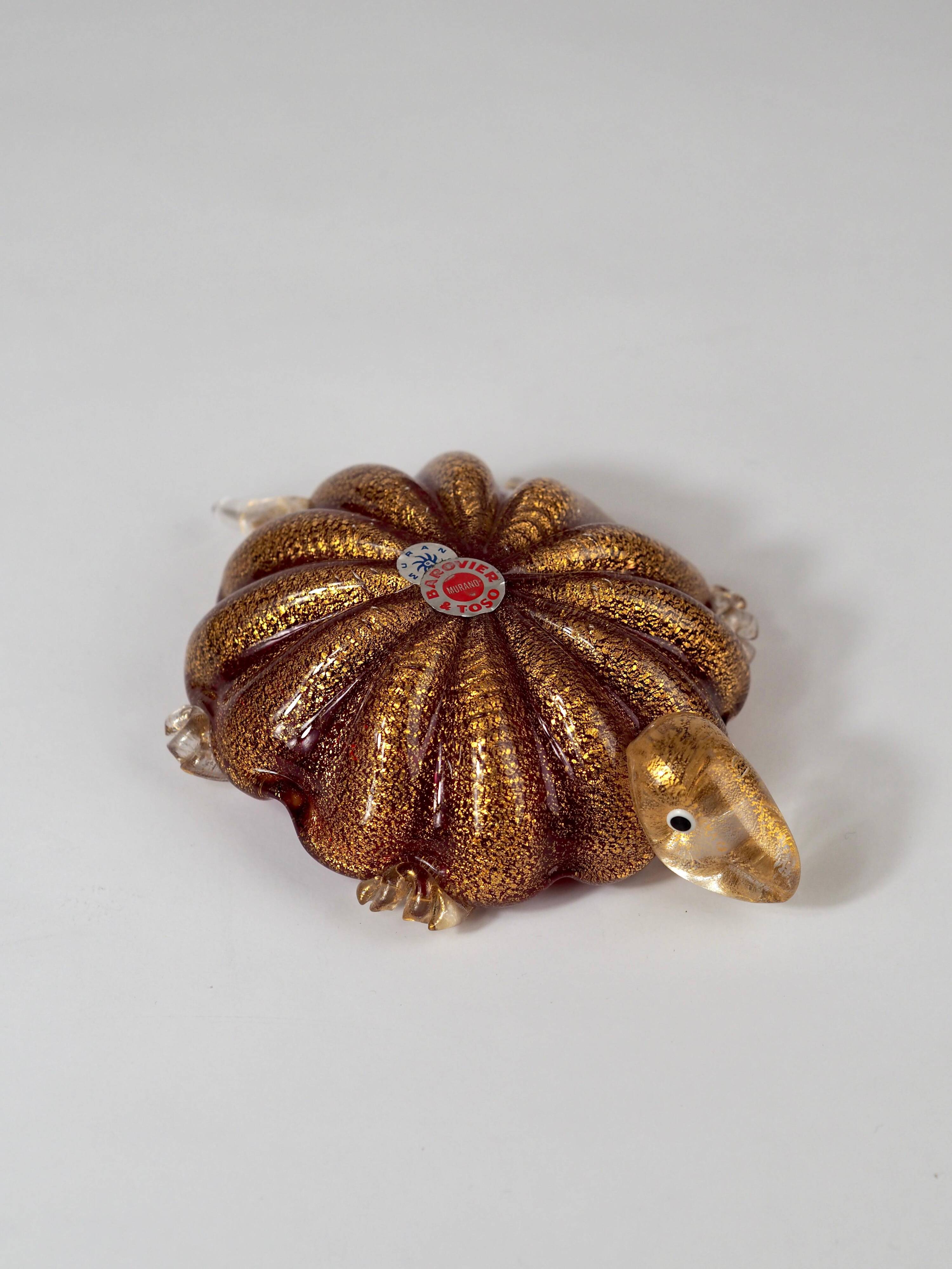 Sculpture de tortue et cendrier en verre de Murano du milieu du siècle par Barovier&Toso