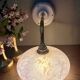 Elbow wall light, vintage glass lampshade from Clichy in pink.