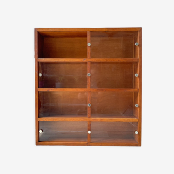 Vintage oak wall display case