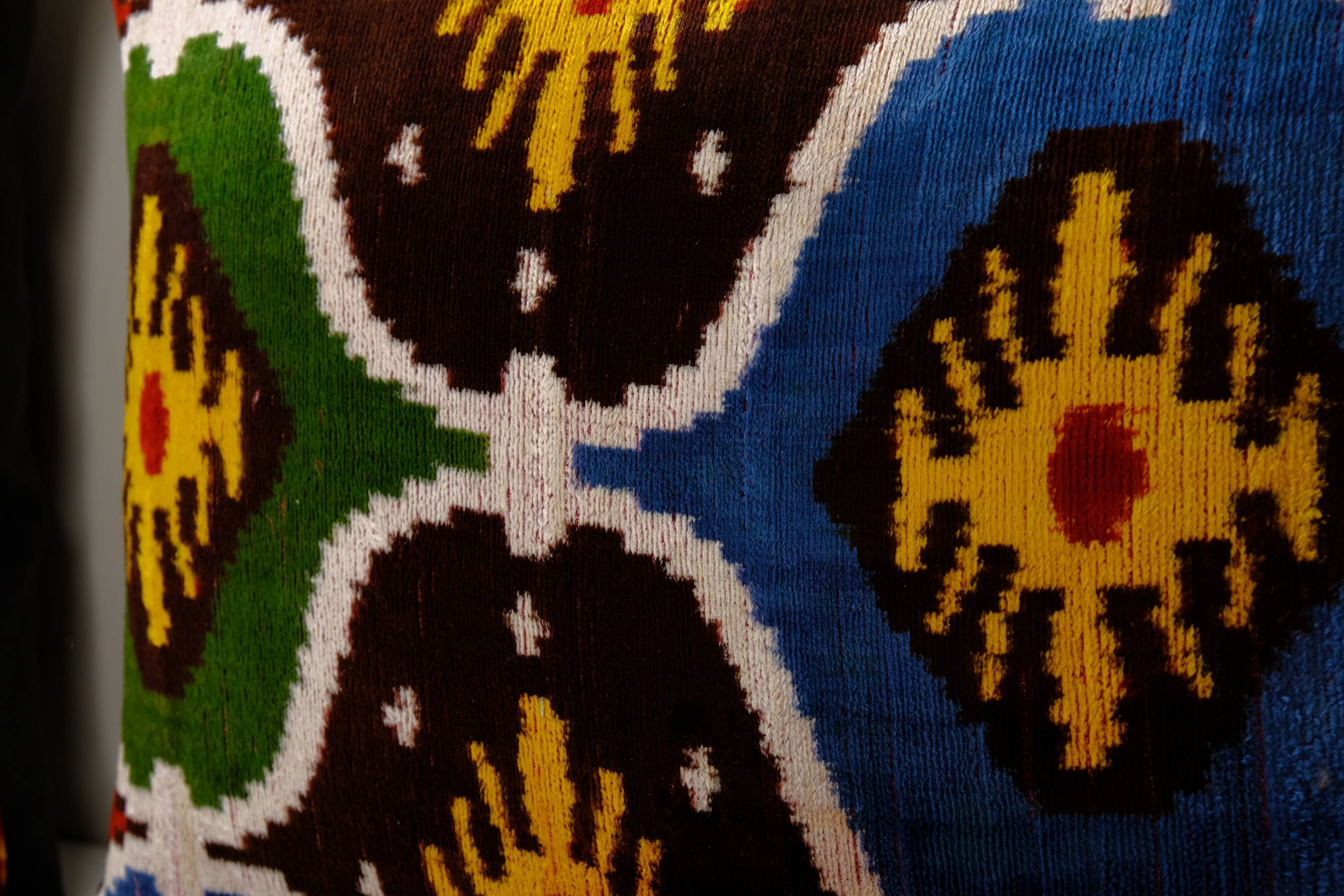 Set of two 16" x 20" ikat velvet pillow covers