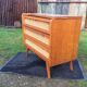 Vintage oak-plated chest of drawers and rattan with compass base as it is.