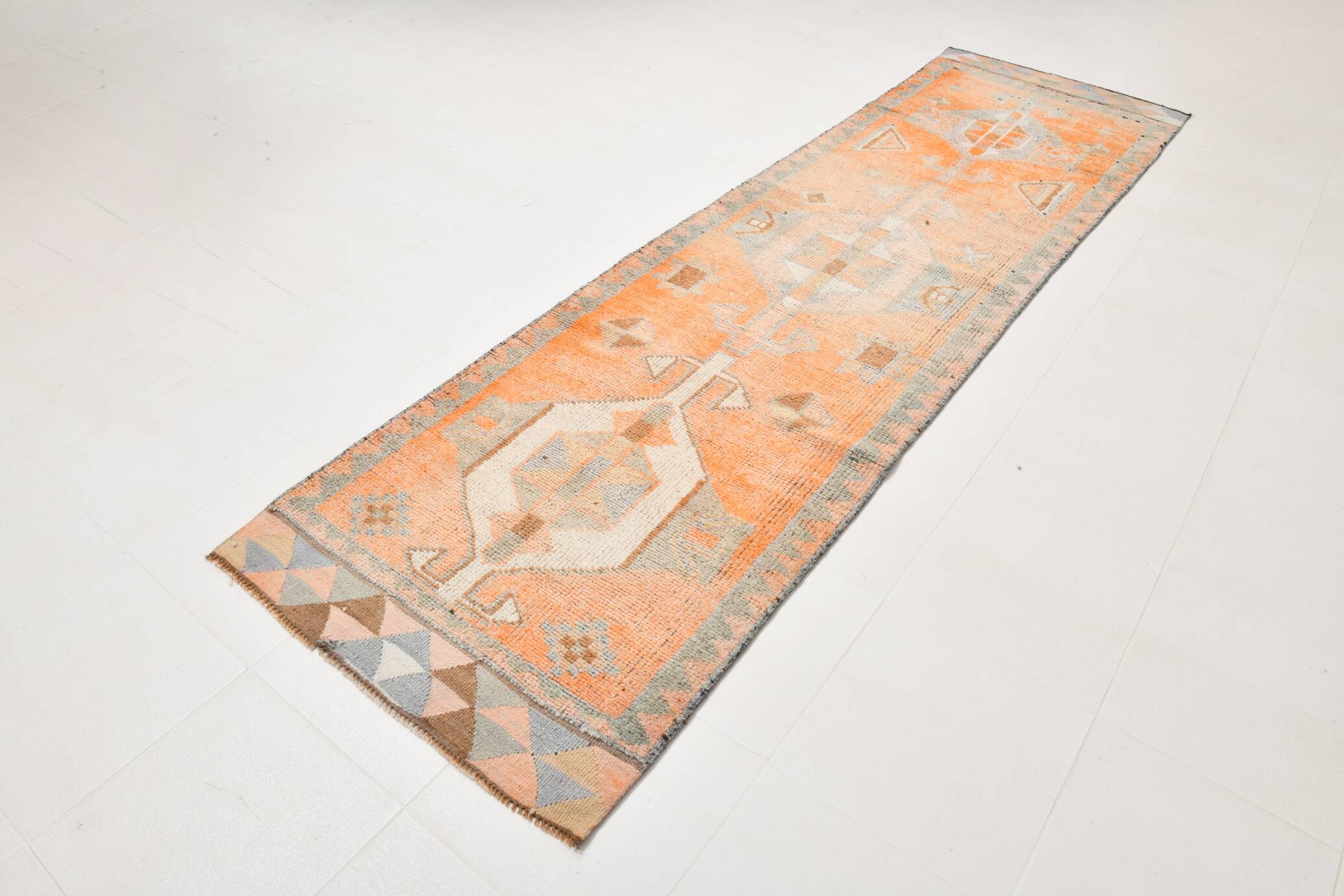 3x11 Orange Persian Runner, Rug For Hallway, Antique Runner Rug, 95x338Cm