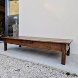 Rustic farmhouse coffee table with two drawers, solid oak, 19th century - 1.97m
