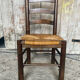 Set of 4 antique chairs georges robert brutalist wood + straw seat