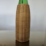 Rattan and glass "bottle" lamp from the 60s and 70s