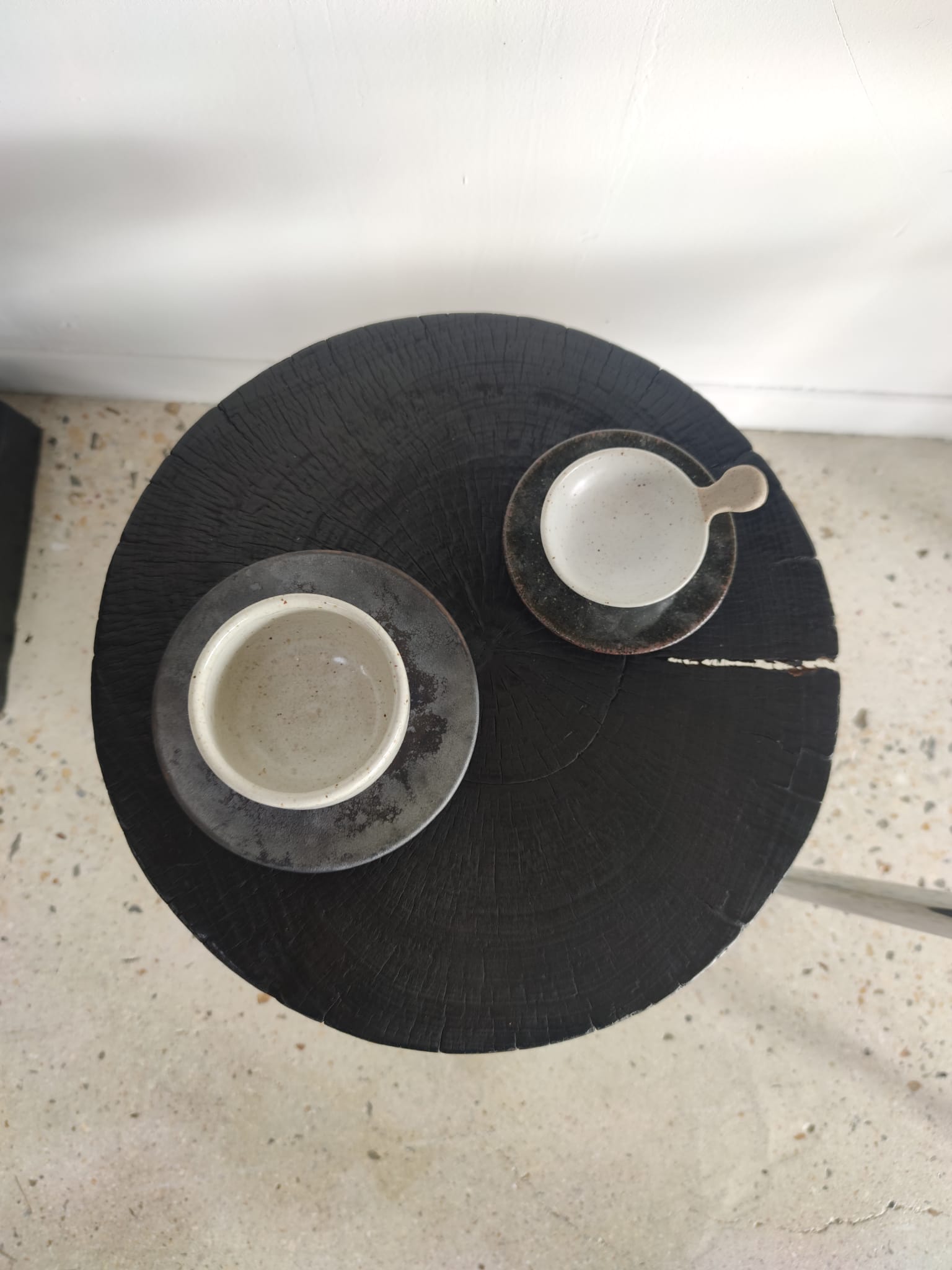 Sofa end in solid wood monoxyl organic shape black color