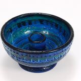 Mid-century candle holder Aldo Londi Bitossi Rimini Blue enamel, 1950s